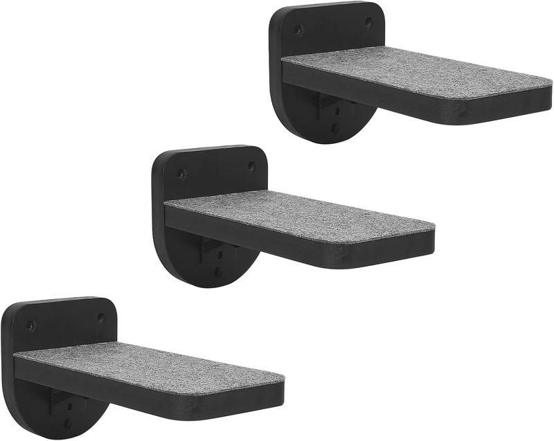 ES Pets Set of 3 Black Natural Sturdy Wood Cat Wall Floating Steps - Wall Mounted Cat Climbing Shelves and Perches, Kitty Stairs Climber Ladder for Wall - Holds up 35lbs - Image 1